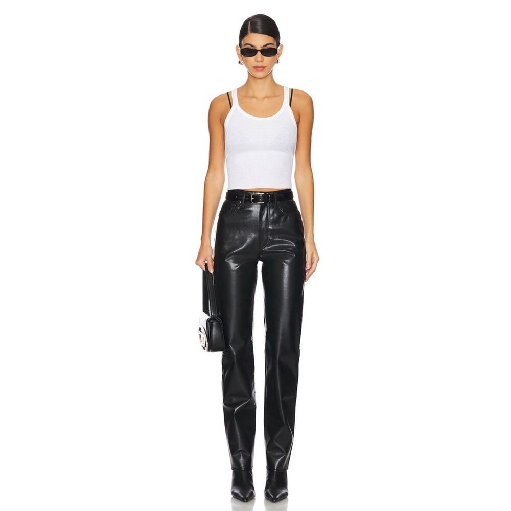 NWT AGOLDE 90s Pinch Waist Leather Pants Black Detox High Rise Size 26